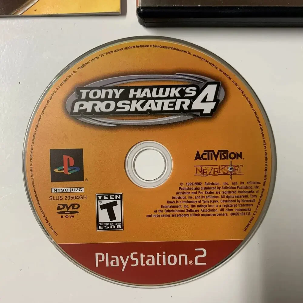 Tony Hawk's Pro Skater 4 PS2 Sony PlayStation 2 2002 Complete Game Box Insert